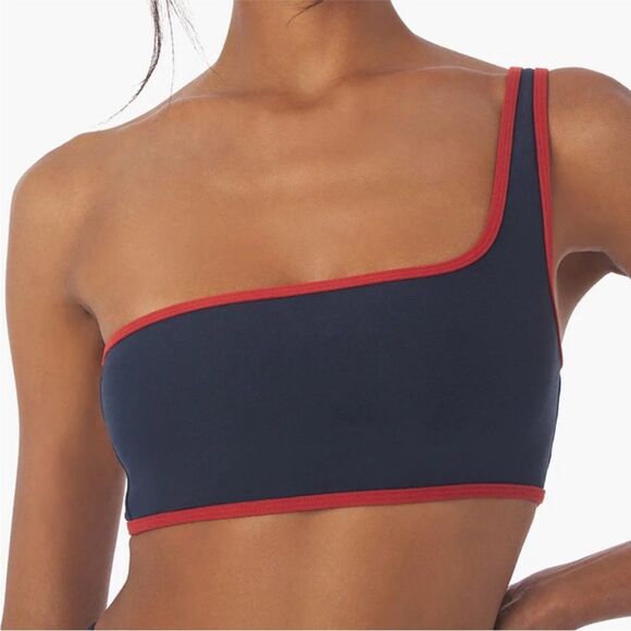 WeWoreWhat Contrast One Shoulder Sports Bra Blue Red Size Large NWT - Picture 4 of 12